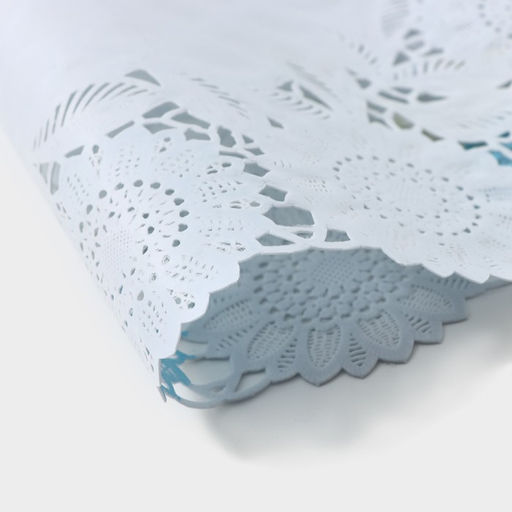 Цена за 12 шт. Салфетка ажурная для стола «Подсолнухи», 45×30 см, жёлто-голубая