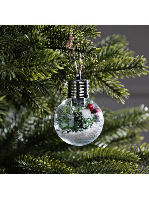 Ёлочный шар Снежная хвоя, d=6 см, 1 LED, от батареек LR44x3, свечение тёплое белое - Luazon lighting фото 9