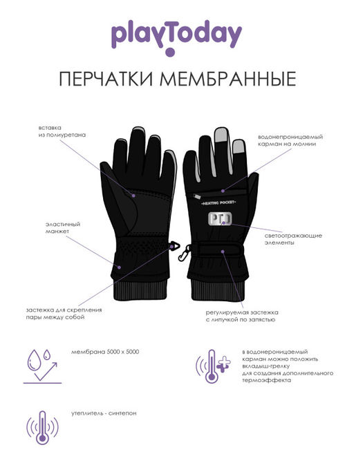 PlayToday / Перчатки зимние для девочки  фото 2