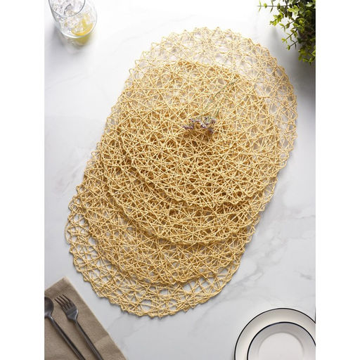 Салфетки сервировочные на стол Доляна «Одуванчик», 4 шт., d=38 см, бежевые