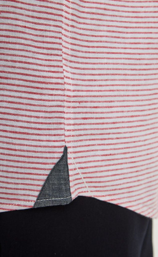 Рубашка д/р лен P411-0489 red