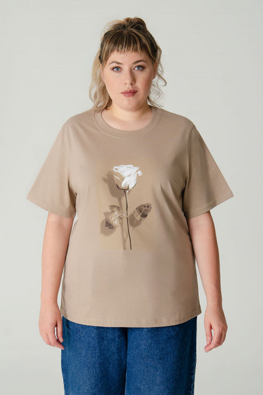 Арт. 31137 Футболка женская оверсайз 50-58 (5 шт) Цвет:бежевый - Калинка фото 10