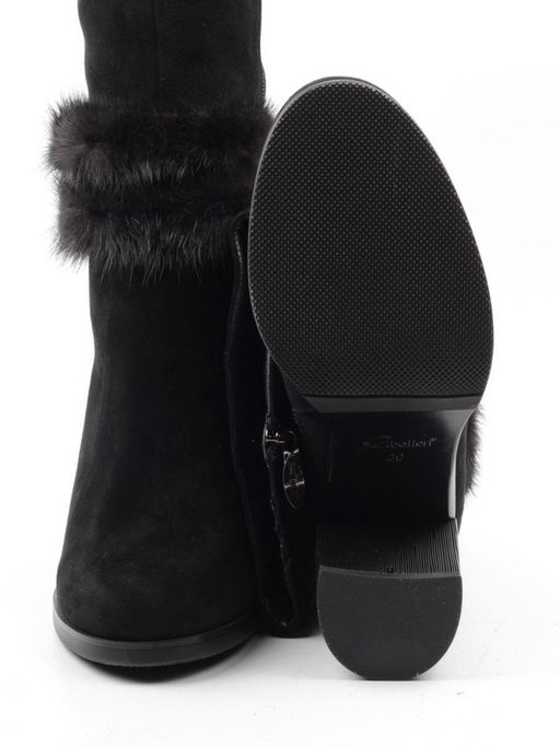 02-1686-1461MB-1 BLACK Сапоги женские (натуральная замша, натуральный мех (еврозима)) - Фабричный китай фото 14