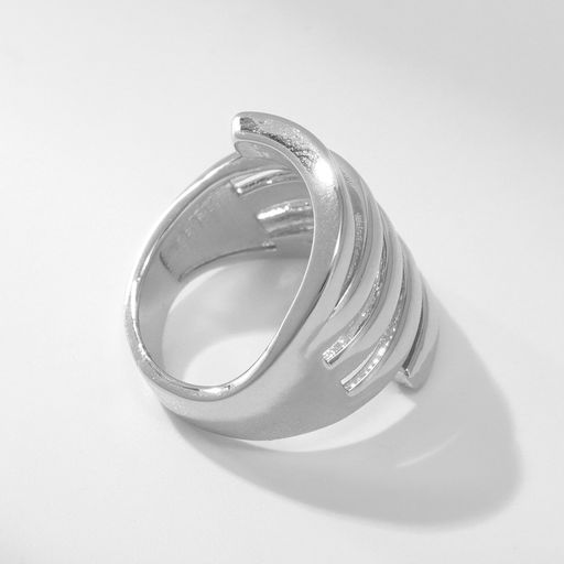Кольцо металл Тренд пять линий, цвет серебро, размер 16 - Qf фото 3