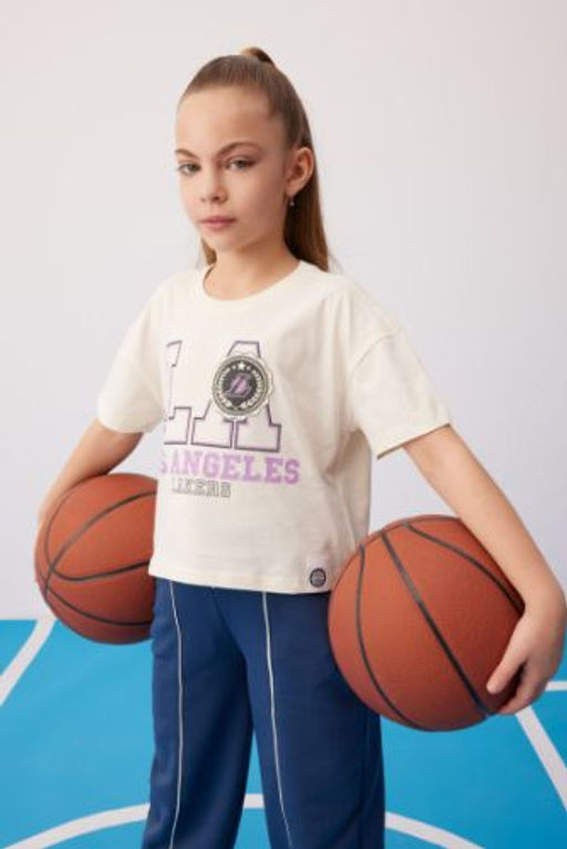 K?z Cocuk NBA Los Angeles Lakers Bisiklet Yaka K?sa Kollu Tisort