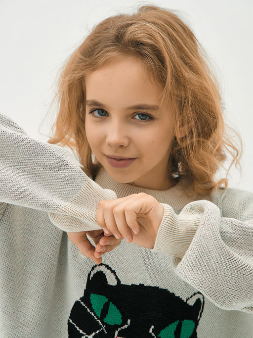 Серый вязаный джемпер для девочки - Kogankids фото 11