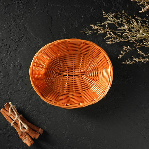 Корзинка для фруктов и хлеба Доляна «Капучино», 18×14×4 см, пластик, плетёная, коричневая