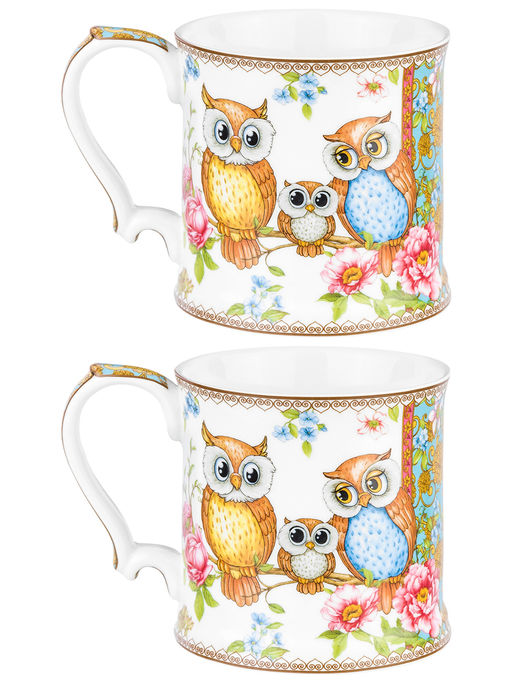 Набор 2 кружек 380 мл 12,3*9*9 см Совушки NEW BONE CHINA, фарфор - Elan gallery фото 5
