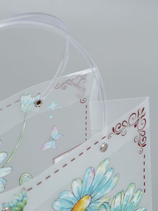 Пакет подарочный прозрачный, "Ромашки-васельки", 22 х 10 х 24 см