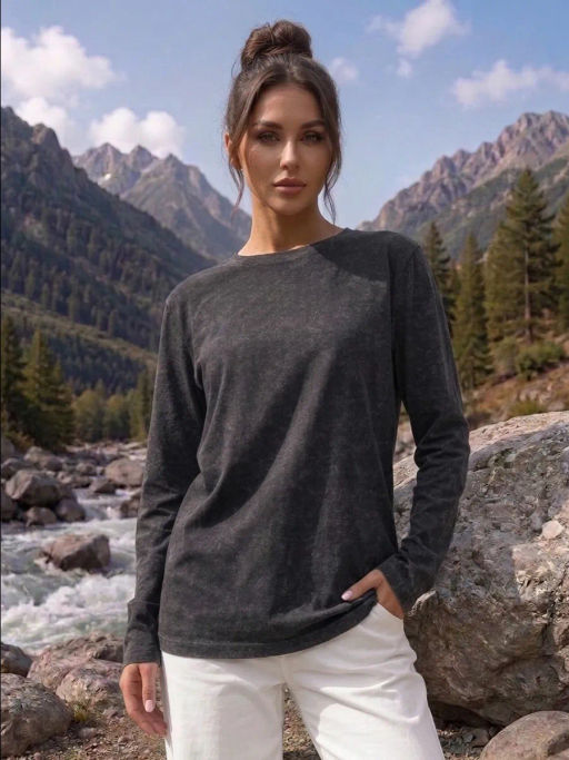 Лонгслив с эффектом варенка (хлопок 95%, лайкра 5%) - Binita фото 20
