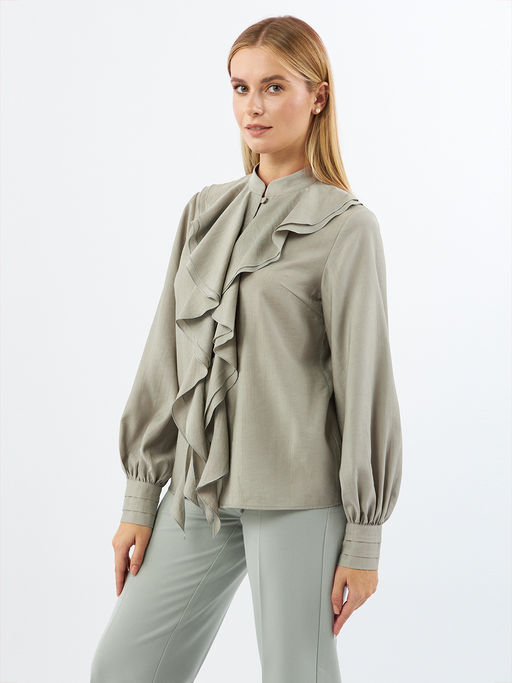 Блузкас отлетными рюшами OD-914-3 полынь - Tantino фото 5