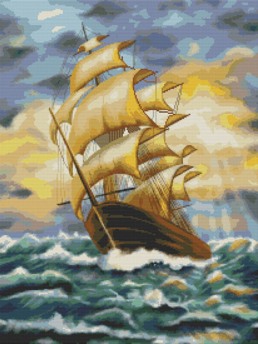 Вышивка крестиком 40х50см, Парусник