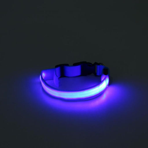 Ошейник с подсветкой размер XL, ОШ 52-60 х 2,5 см, 3 режима свечения голубой - Пижон фото 6
