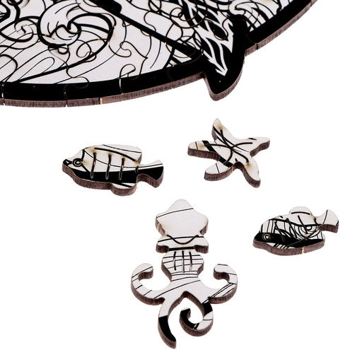 Пазл деревянный фигурный Сила океана, чёрно-белый - Puzzle фото 5