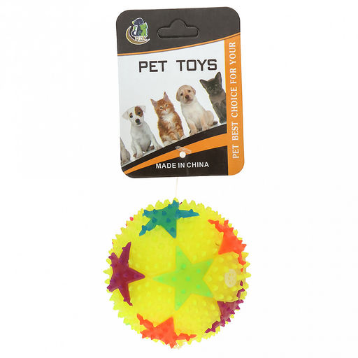 Пэт тойс (Pet toys) Игрушка для собаки Мяч с шипами д7,5см, круглый, ПВХ, с пищалкой, светящаяся, цвета микс (Китай)  фото 3