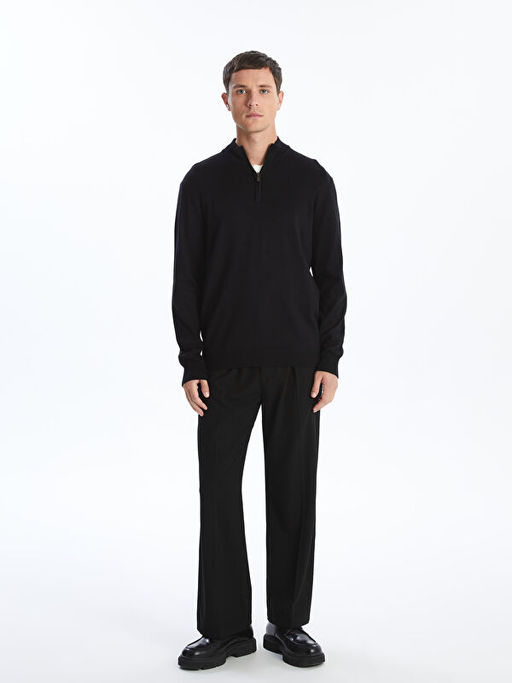 Dik Yaka Uzun Kollu Erkek Triko Kazak