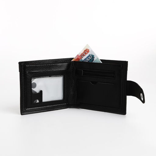 Портмоне мужское на магните, отдел для купюр, для карт, для монет, чёрное
