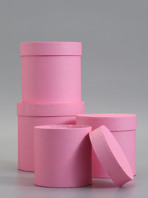 Набор шляпных коробок  4 в 1 "Розовый" 18 × 18 ‒14 × 14 см