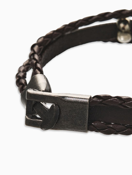 Браслет кожаный «Совушка», L=20 см, коричневый в чернёном серебре