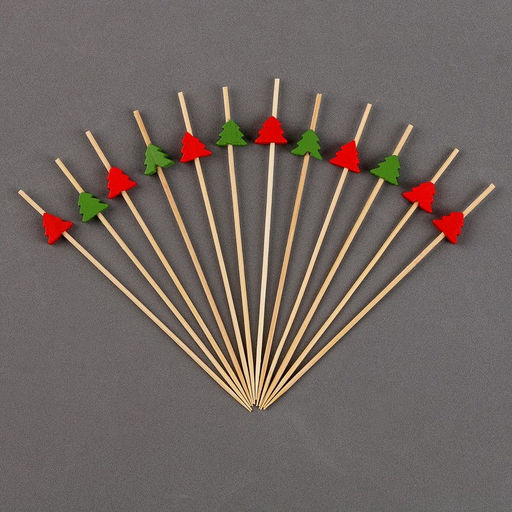 Цена за 2 шт. Шпажки для канапе новогодние «Ёлочки», в наборе 12 шт.