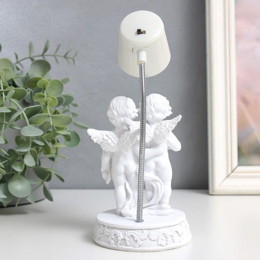 Фигурка светящаяся Лампа - ангелы с сердцем, белый, полистоун, 7.5?7.5?18 см, МИКС