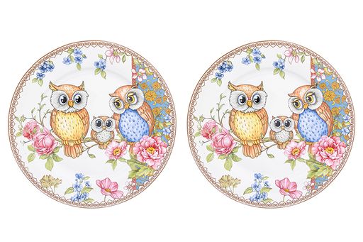 Набор тарелок 2 пр. 26*26*2 см Совушки NEW BONE CHINA - Elan gallery фото 3