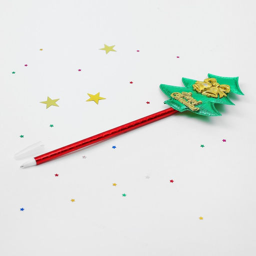 Цена за 12 шт. Ручка-прикол Calligrata Ёлочка, с колокольчиками, синий стержень, шариковая