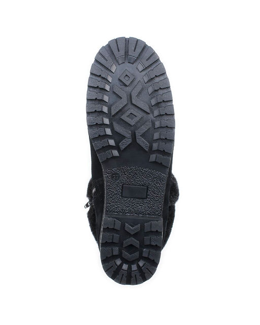 Полусапожки женские на литой подошве, черные, замша, молния.