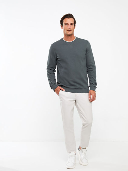 Bisiklet Yaka Uzun Kollu Erkek Sweatshirt