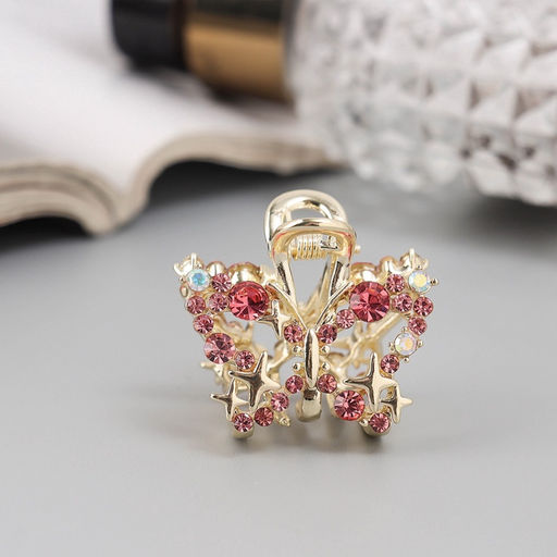 Цена за 6 шт. Крабик для волос «Селена галант», бабочка, 3 см, золото