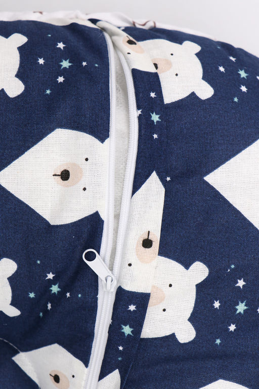 Кокон-гнездышко со съемным чехлом арт. КОГЗ-01/белый-мишка-синий