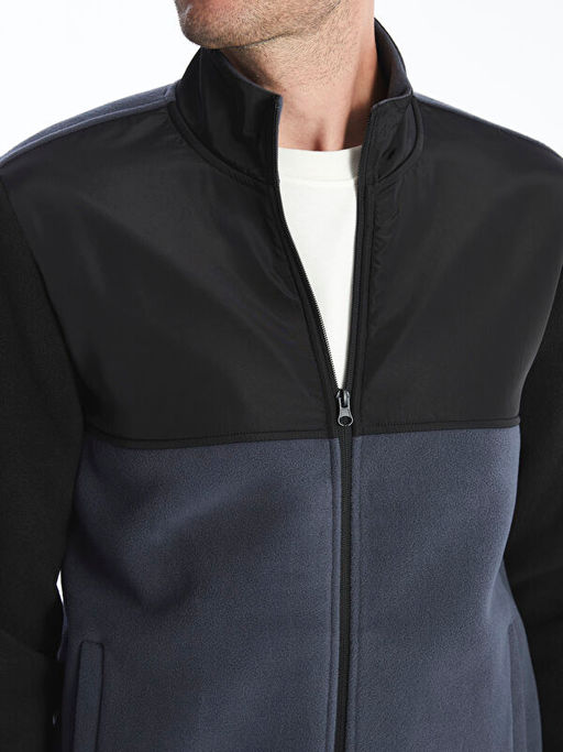 Dik Yaka Uzun Kollu Polar Erkek Fermuarl? Sweatshirt