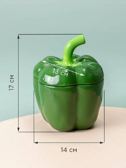 Блюдо для запекания Agness Il Raccolto Перец с крышкой 730 мл 14×13×17 см керамика  фото 6