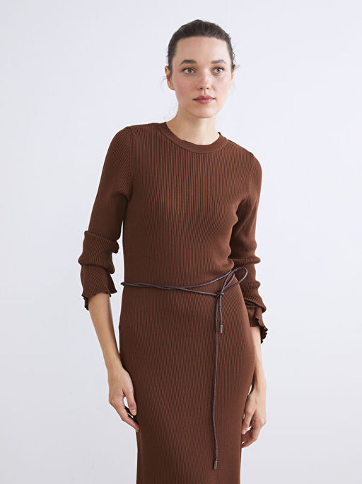 Bisiklet Yaka Triko Elbise