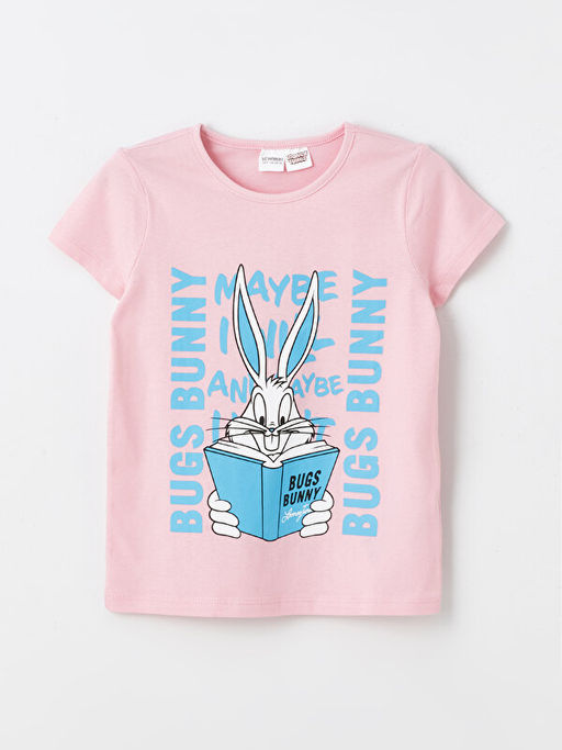 Bisiklet Yaka Bugs Bunny Bask?l? K?sa Kollu K?z ?ocuk Pijama Tak?m? - Waikiki фото 2