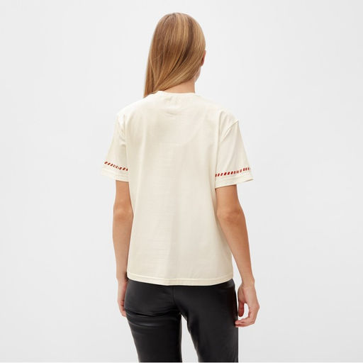 Футболка женская с красным кантом Basic line, молочная, размер 42