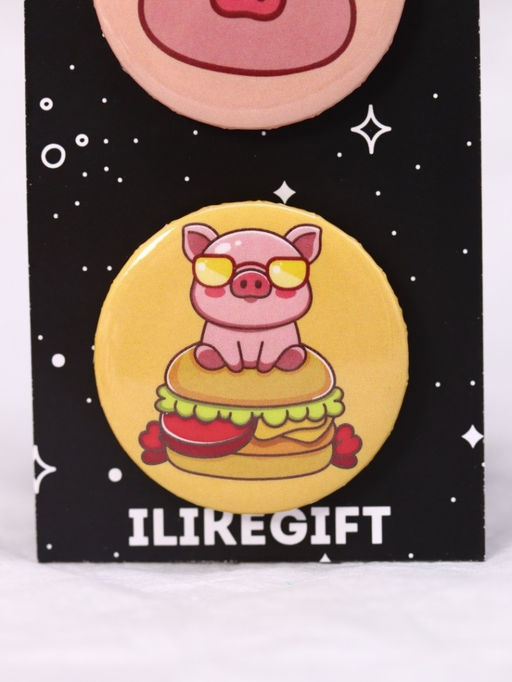Набор значков 3 шт. iLikeGift Cool pig with glasses