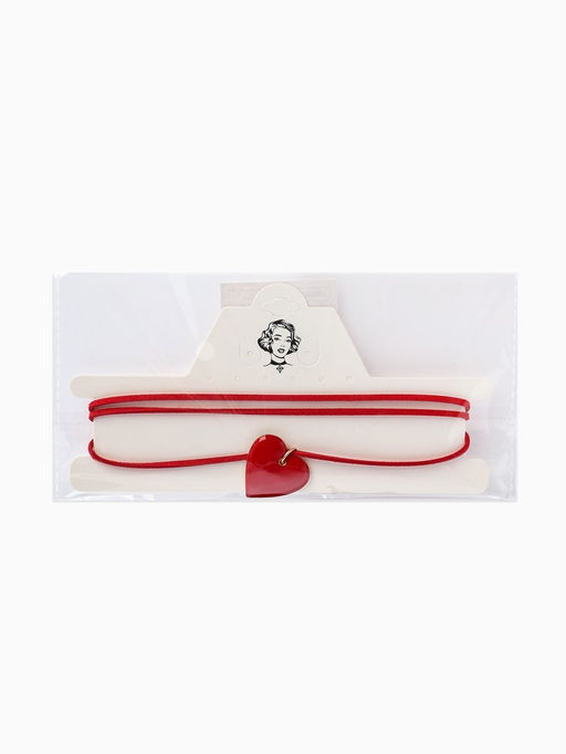 Чокер на нити с кулоном "Сердце" L=150см, цвет красный в золоте