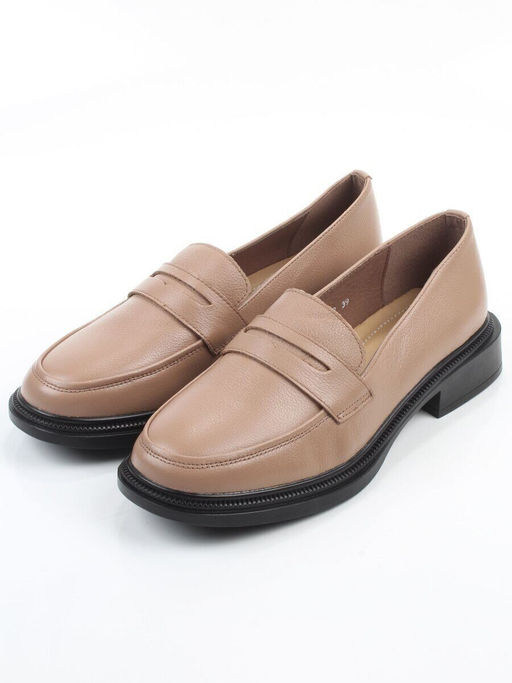 03-DYL123-2 DK. BEIGE Лоферы женские (натуральная кожа)