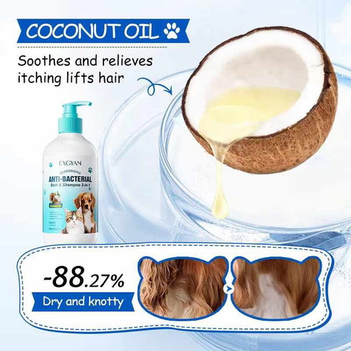 EXGYAN Антибактериальный шампунь с кокосовым маслом для собак и кошек , 500мл.