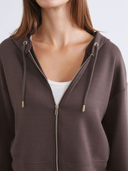 Kap??onlu Kad?n Fermuarl? Sweatshirt