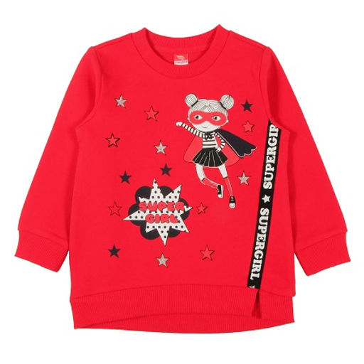 CRB wear/CWK 62502 Платье модель туника для девочки, красный/Ex.Cherubino фото 2