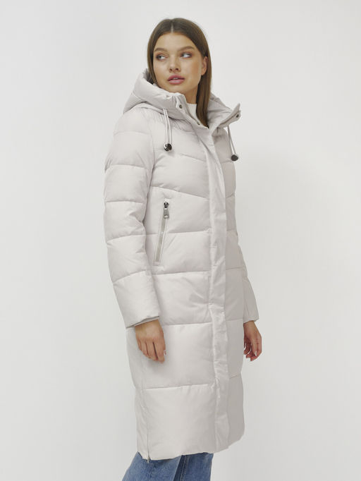 Пальто зимнее MTFORCE 9636_1B женское утепленное стеганное бежевое  фото 8