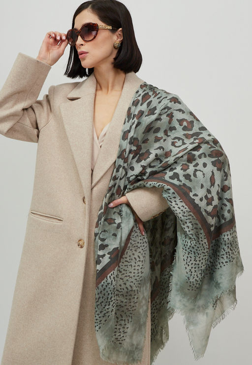 Большой, красивый платок из вареного хлопка. Рисунок на полотно наносится вручную. - Tantino фото 8