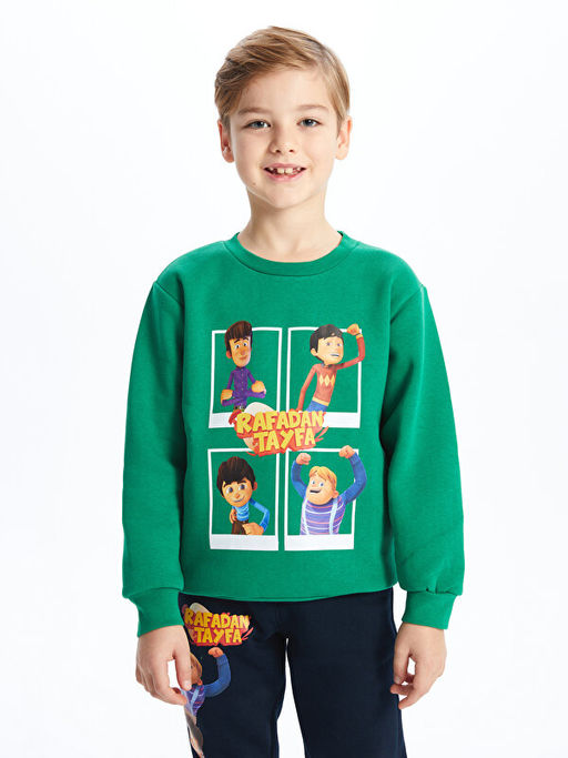 Bisiklet Yaka Rafadan Tayfa Bask?l? Uzun Kollu Erkek ?ocuk Sweatshirt - Waikiki фото 3