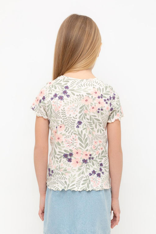 КР 301996/светлый жемчуг,летний сад фуфайка (футболка) для дев