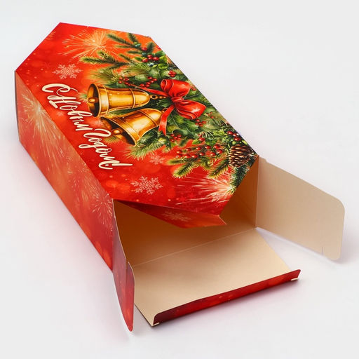 Цена за 10 шт. Коробка - конфета новогодняя подарочная складная «С Новым годом», 14×22×8 см