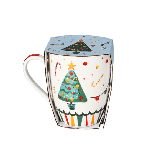 Кружка фарфоровая в подарочной упаковке Доляна Новый год. Ёлочка, 350 мл, цвет белый  фото 5