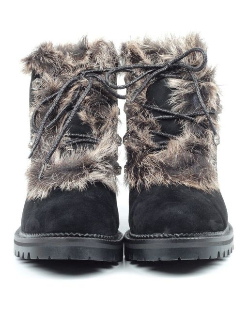04-AH25-2 BLACK Ботинки зимние женские (натуральная замша, натуральный мех) - Фабричный китай фото 9