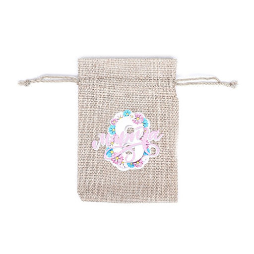 Цена за 5 шт. Мешок подарочный с термонаклейкой 8 марта 10?14 см